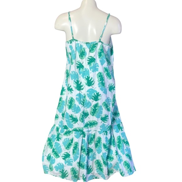J.Crew Re-Imagined Womens Green Tropical Leaf Cotton Tiered Maxi Dress Small - Picture 3 of 10